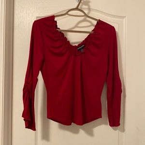 Guess maroon long sleeve top elastic scoop neck